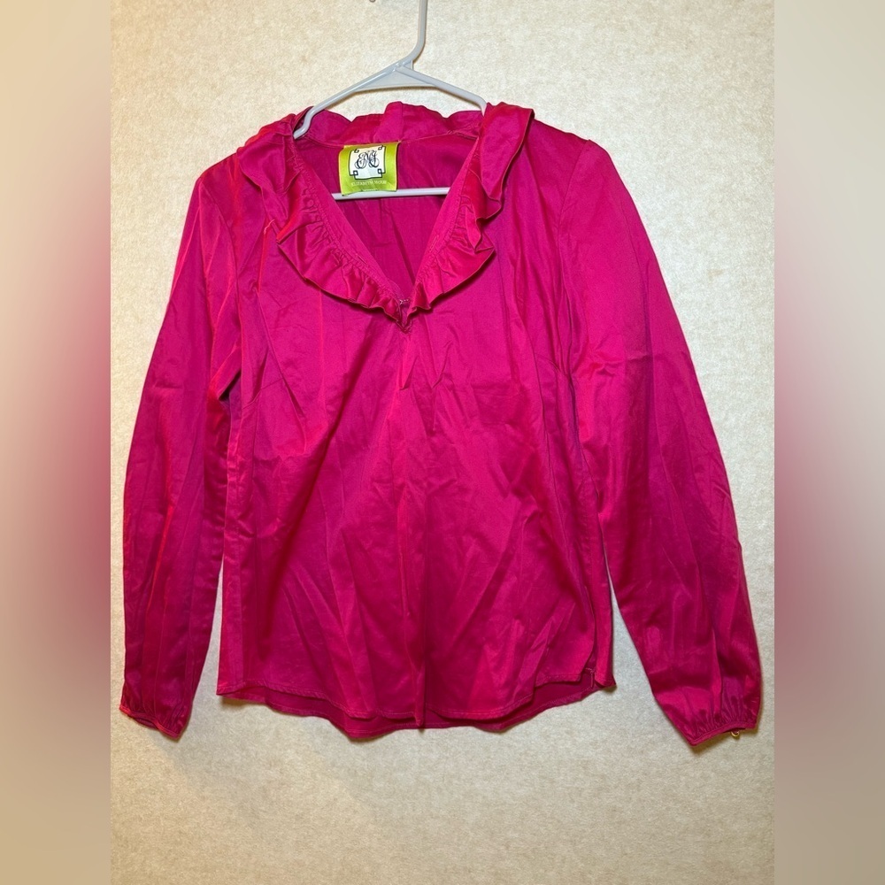 Elizabeth McKay Vintage Women's Hot Pink Long Sleeve Blouse Size 0 XS